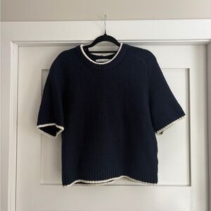 Abercrombie & Fitch Navy Sweater with Cream Trim
